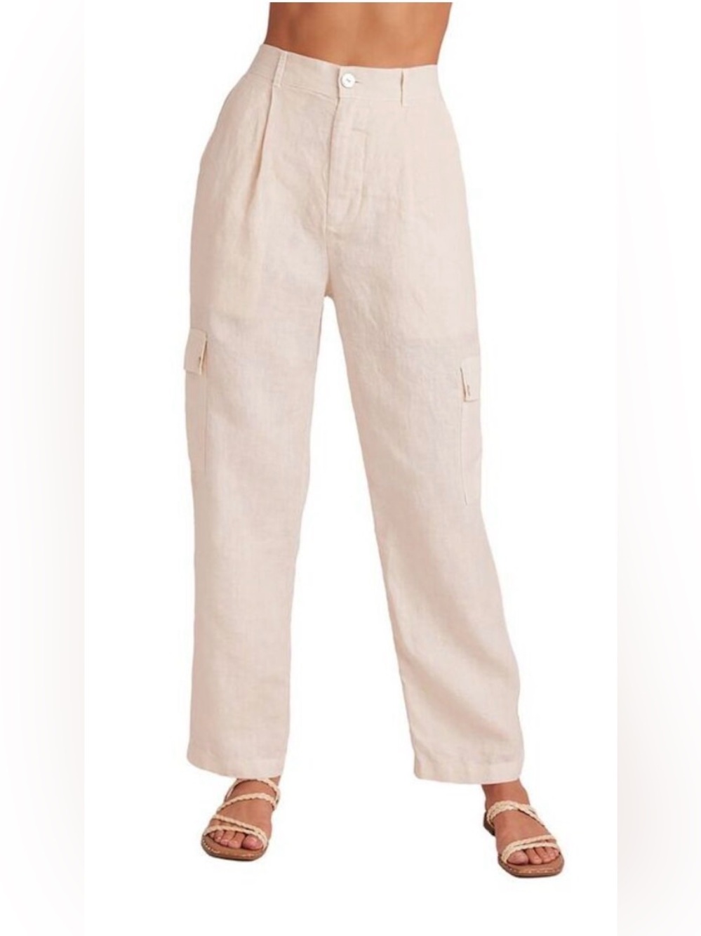 Bella Dahl Womens Pleated Cargo Linen Trouser Size XS EUC